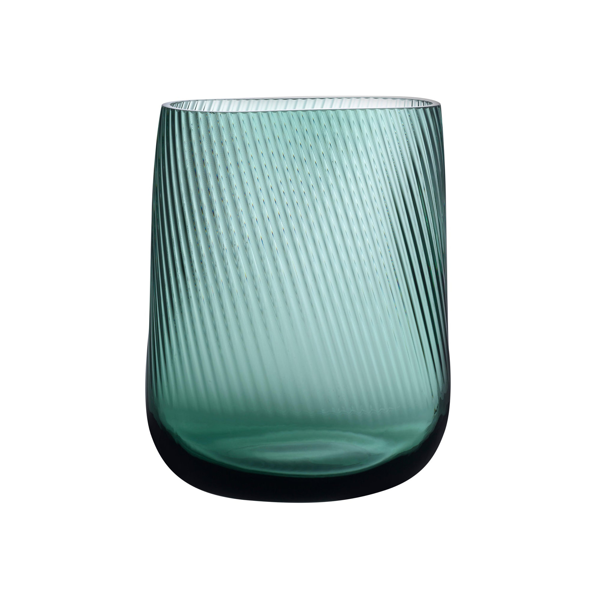 Opti Handmade Lead Free Crystal Table Vase, overall height- 9.55", Green