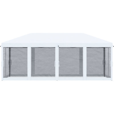 10' X 20' Pop Up Canopy Tent With Netting, Strong Instant Sun Refuge For Outdoor, Garden, Patio, Creamy White, Vast Inner Volume Tough Wide Capacity