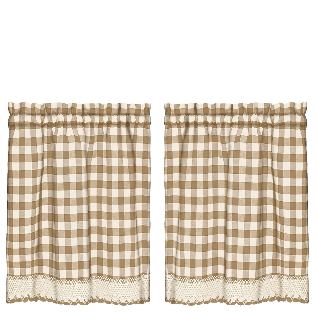 Haylee Cotton Blend Plaid Tailored Cafe Curtain August Grove® 
