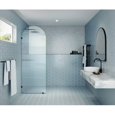 Maven 30 in. x 86.75 in. Fully Frameless Arched Fluted Single Fixed Shower Panel