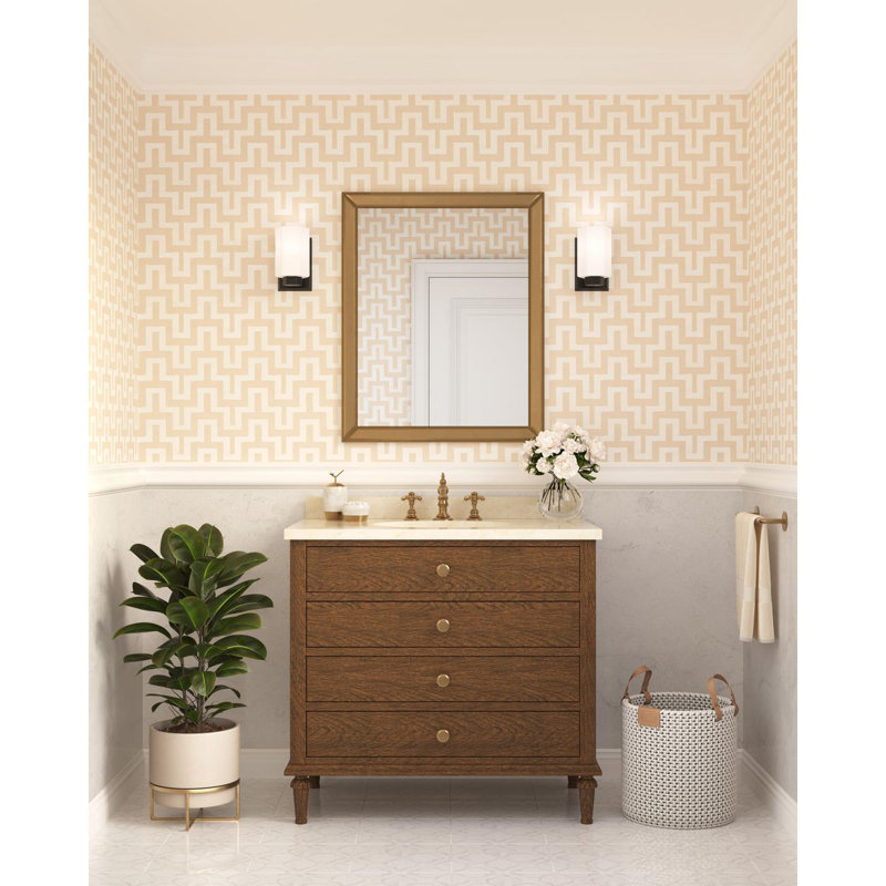 Estrada Matte Black Steel Vanity Light with Opal Glass Shade