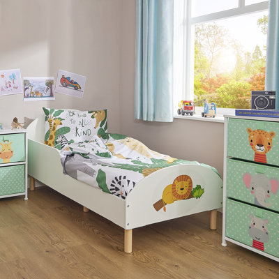 Kids White Toddler Bed - Jungle