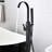 Curved Design Floor Mount Bathtub Faucet With Handheld Shower - Black Finish Ceramic Filler Tub And Modern Appearance-124831495