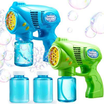 2 Kids Bubble Gun with 2 Bottles Refill Solution