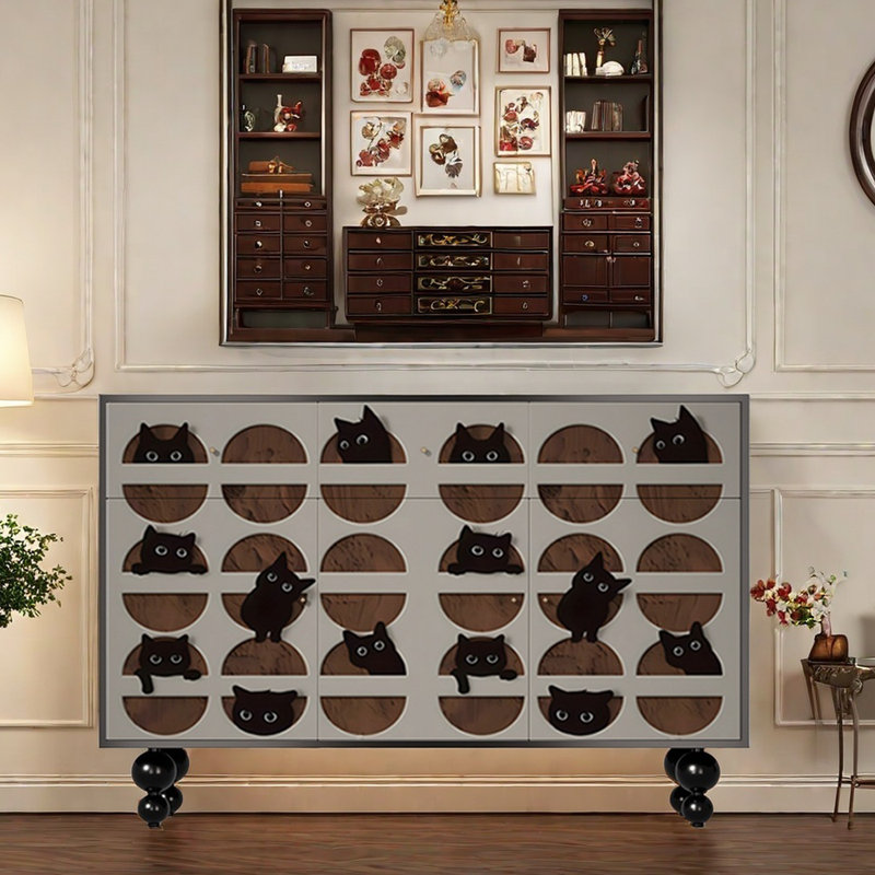 Armoire d'appoint et buffet Abstraction, Noir / multicolore