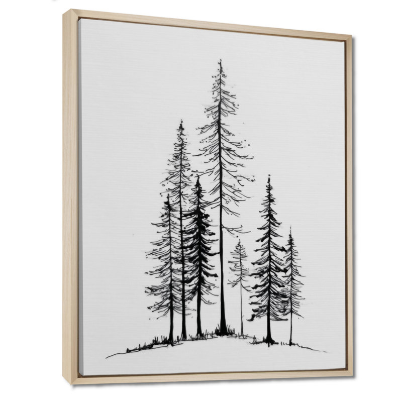 Pine Tree Forest In Winter Wonderland - Pine Wall Decor, Nature Framed Wall Art, Floater Framed, 44" H x 34" W, Cream