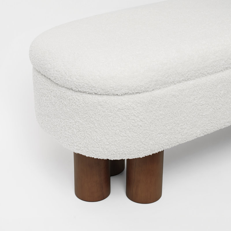 Joddie Upholstered Flip Top Storage Bench with Solid Wood Leg, White