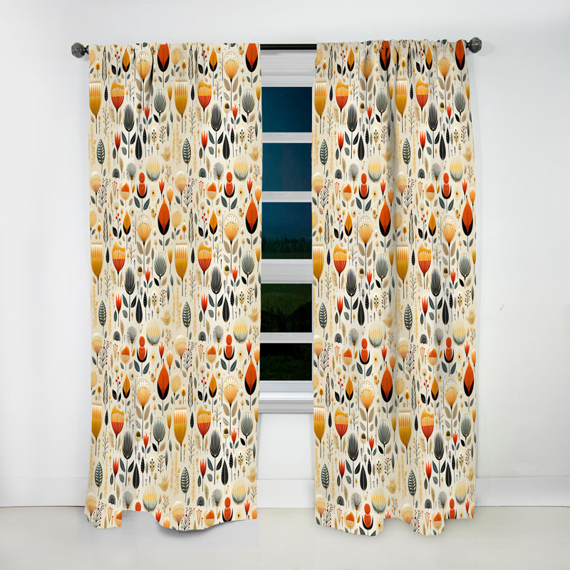 Vintage scandinave charme - rideau Mid-Century - rideau géométrique obscurcissant - 1 panneaux, L 52 po x L 90 po