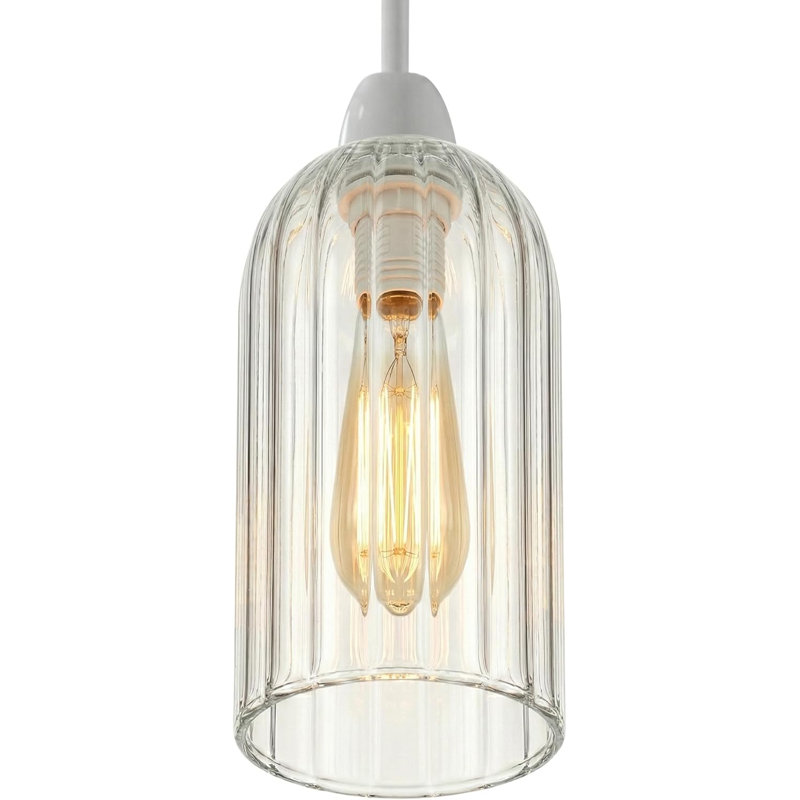 20cm H Glass Drum Lamp Shade, Clear