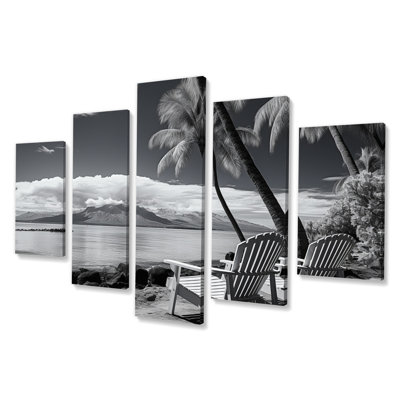 Maui Beautiful Cityscape Black IV - Décoration murale paysages urbains - 5 panneaux