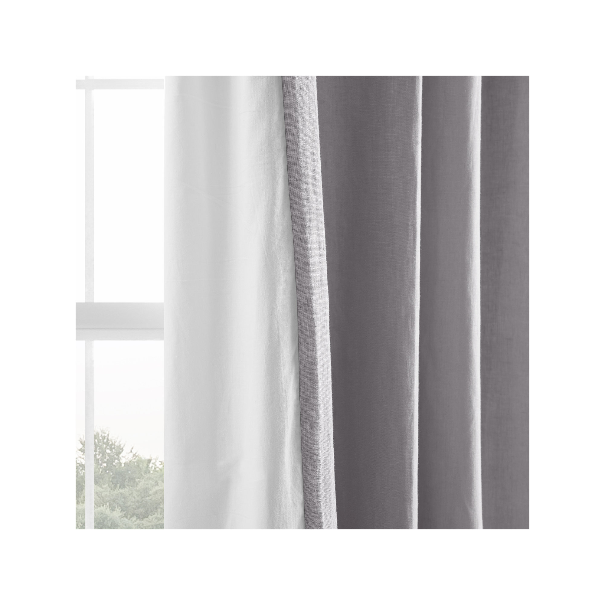 Briella French Linen Room Darkening Curtain, Earl Gray, 50" W x 120" L