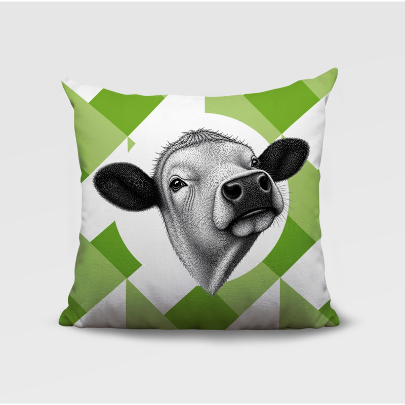 Coussin réversible intérieur / extérieur Cow, 16 x 16, Vert printanier