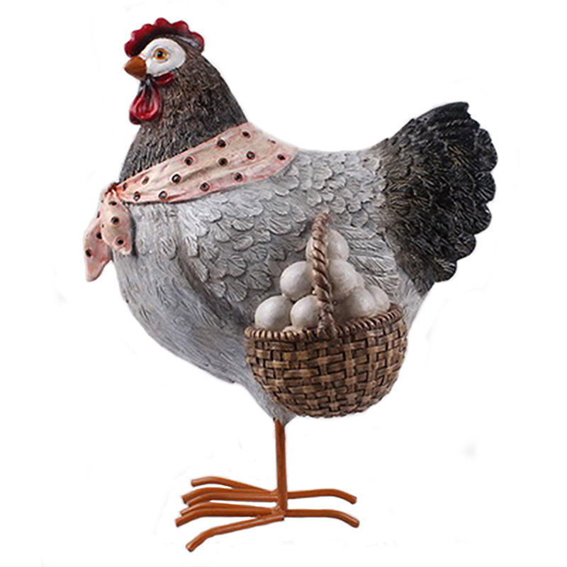 Poule en résine Gerzon avec panier d'œufs
