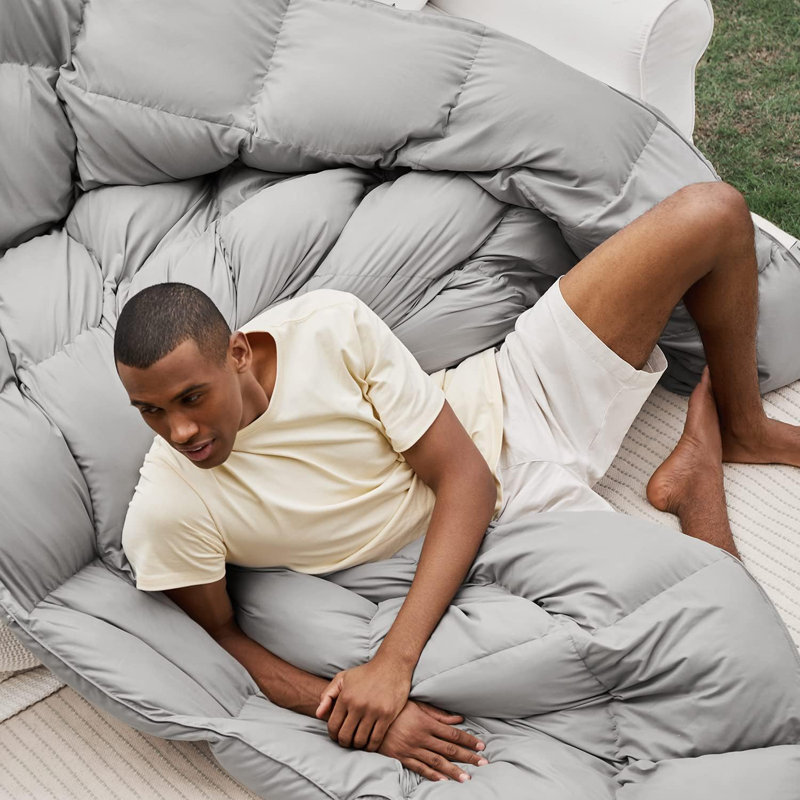 Édredon en duvet d'hiver 600FP Kapok, Très grand lit, Gris