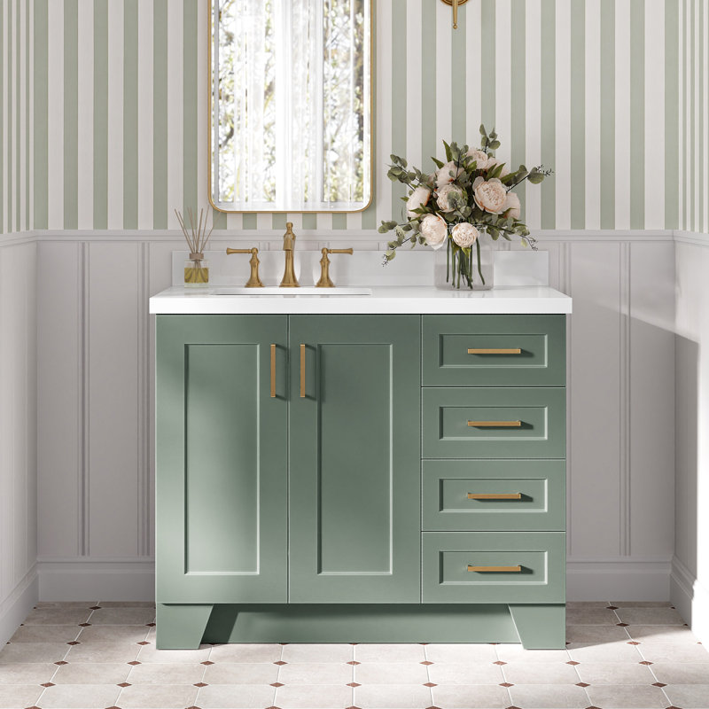 43 IN.  Single Bathroom Vanity, Left, Rectangular, Vintage Green