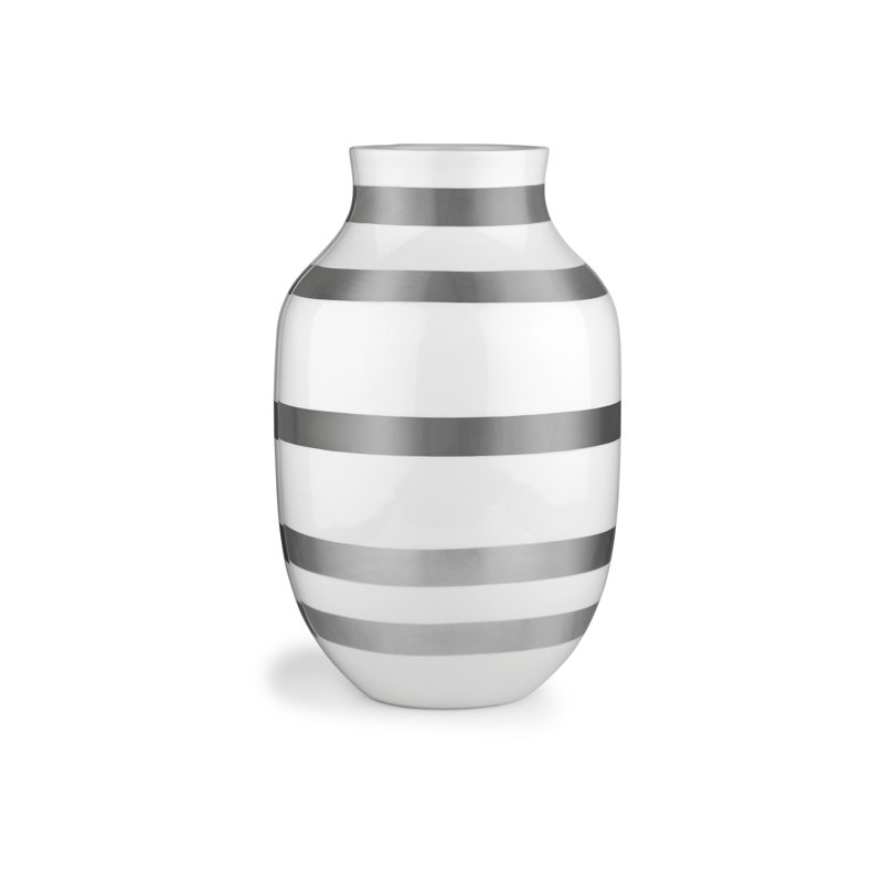 Omaggio Ceramic Table Vase, Silver/White