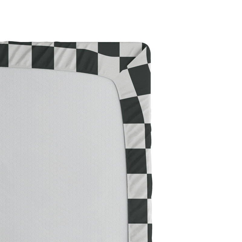 Drap-housse orange Ambesonne, Carreaux gris / blanc, Drap-housse pour lit simple TG