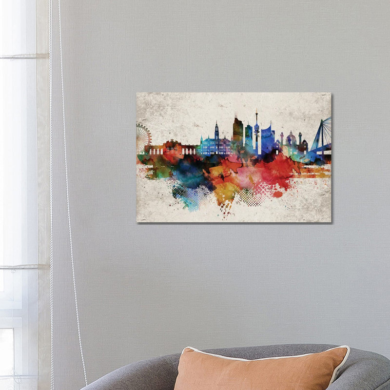 Vienna Abstract Skyline by WallDecorAddict - Wrapped Canvas Print, 66.04 cm H x 45.72 cm W x 1.91 cm D