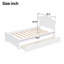 Structure de lit plateforme avec rangement blanc festonné avec tiroirs, fabrication en bois de pin, aucun sommier requis, support robuste-515069796