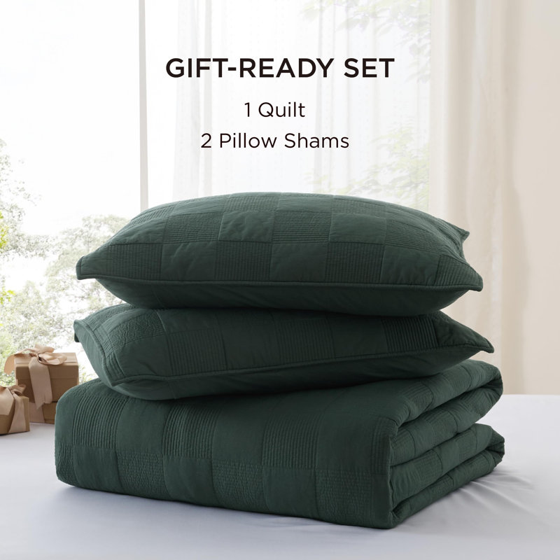 Bedsure 100% Cotton Quilt Set - Lightweight Bedspread, Cozy Bedding Coverlet 3-Piece with Pillow Shams, Queen Quilt + 2 Shams
