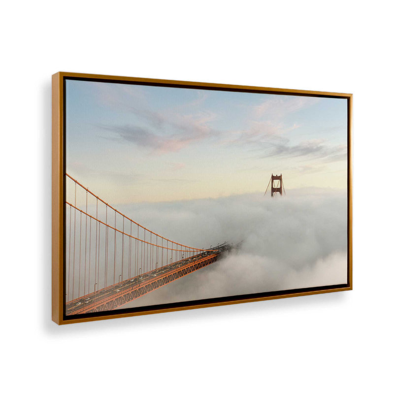 «Cloudline Drift», reproduction sur toile, 12 po x 18 po, Cadre flottant doré poli