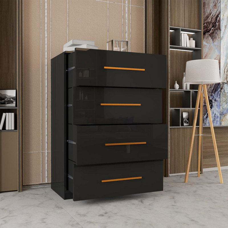 80cm W 4 - Drawer Chest of Drawers, Black