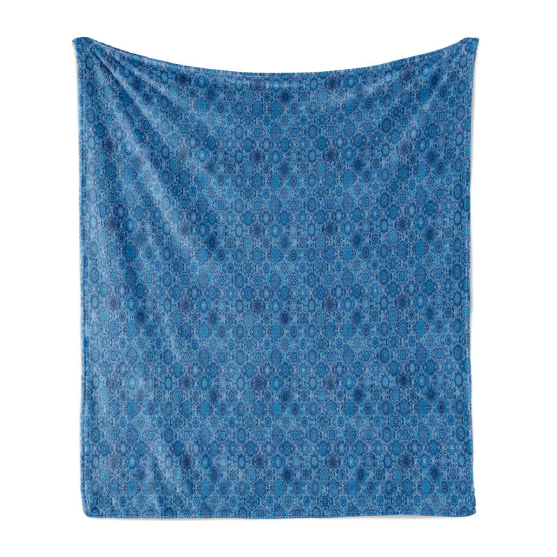 Jeté en molleton bleu et blanc Ambesonne, Géométrique 2, L 50 po x L 60 po