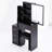 Black Dressing Table For Tiny Spaces With Cushioned Stool, Large Sliding Mirror, Multi-Layer Storage Vanity Seat & Compact Spaces, American Style, , , Ul Approved-1578739318