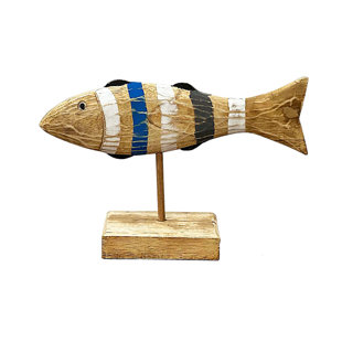 Painted Wooden Fish Sculpture