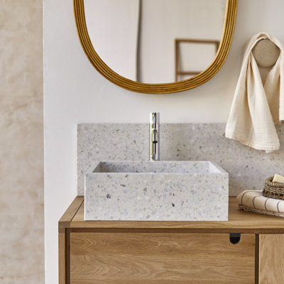 Tikamoon Made 40mm L x 40mm W Natural Premium Terrazzo Square Sink