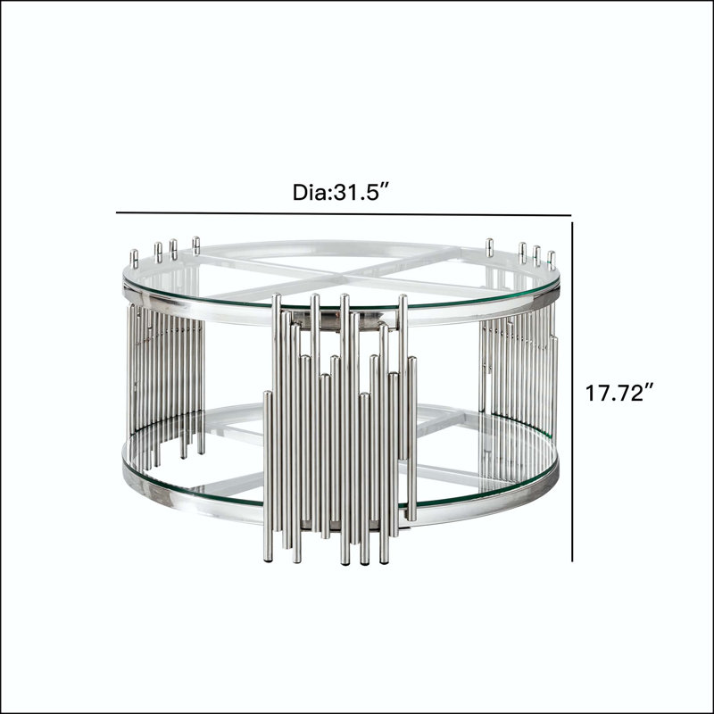 Table basse ronde en verre trempé double couche