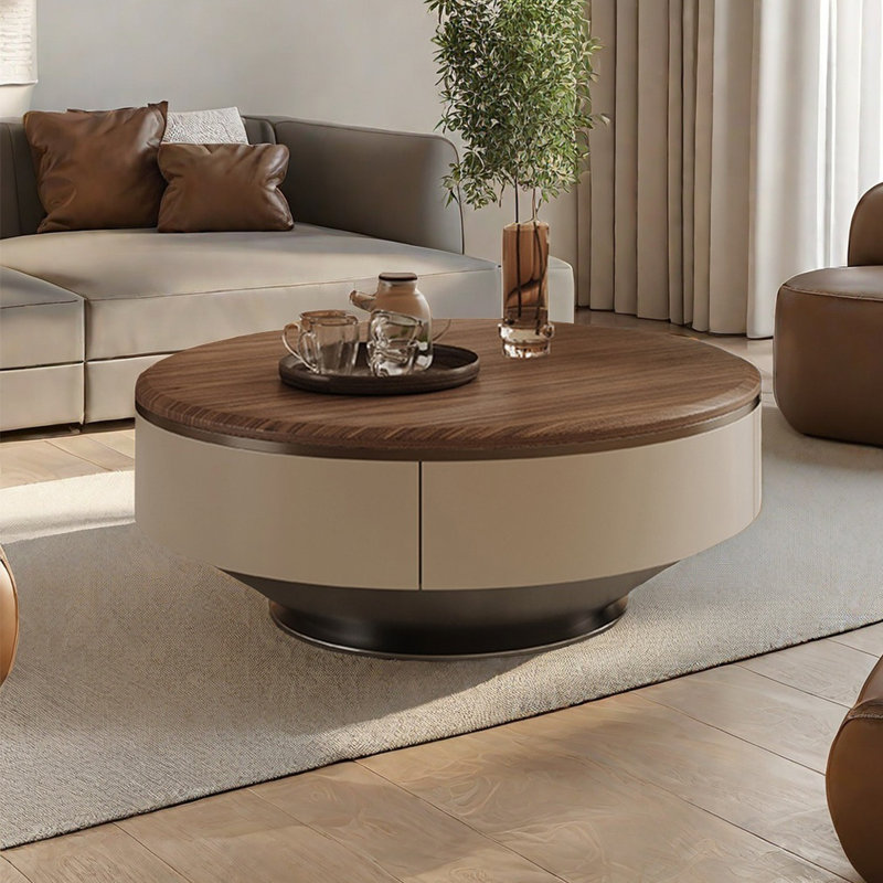 Table basse simple et moderne en noyer, H 13,8 po x L 35,4 po x l 35,4 po