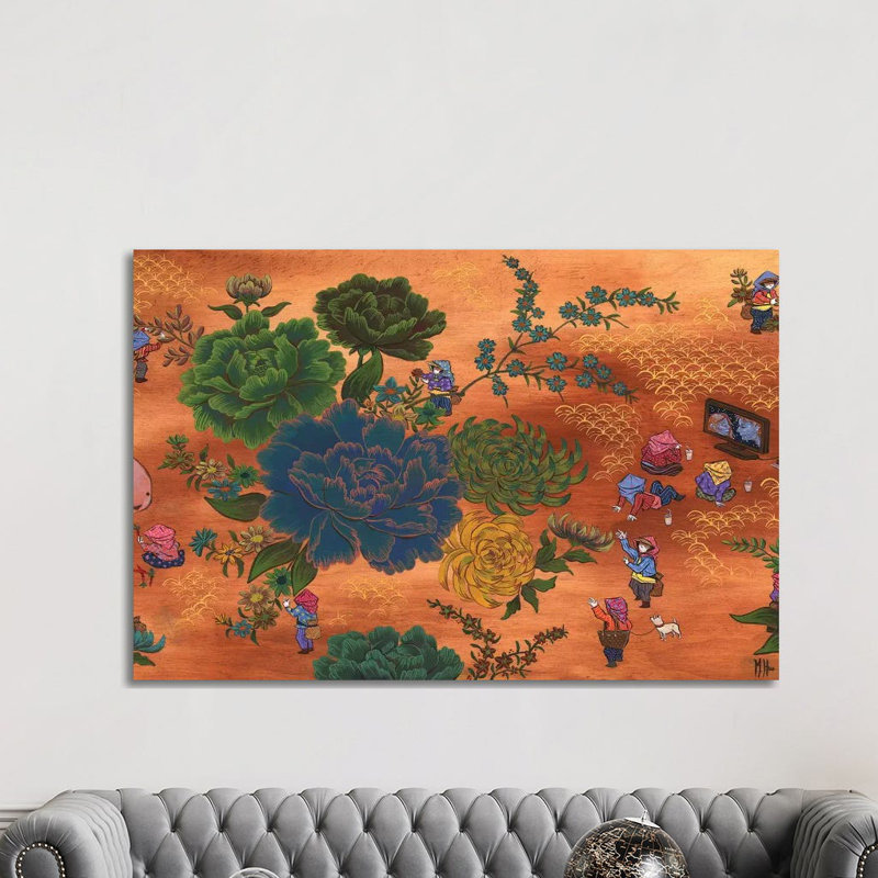 Peony - Bunny by Martin Hsu - Painting on Canvas, Wrapped Canvas, 152.5 cm H x 101.5 cm W x 3.175 cm D