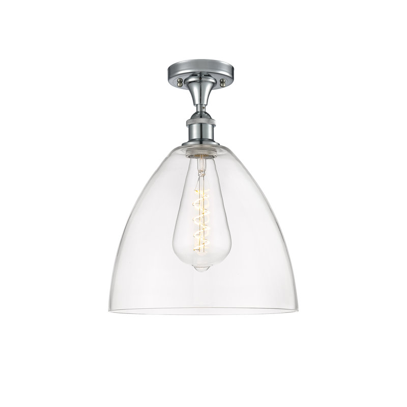 Plafonnier semi-encastré 1 lumière Yenesis, H 14,75 po x l 12 po x P 12 po, Transparent, Chrome poli