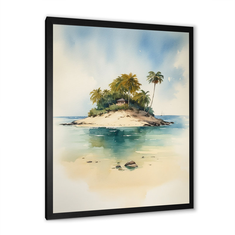 Île tropicale déserte III - impression, Cadre photo noir, H 20 po x l 12 po x P 1 po