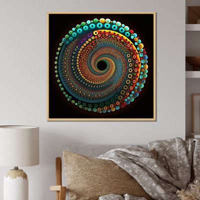 Iridiscdent Pointillism Spiral Turquoise Shades I - reproduction sur toile