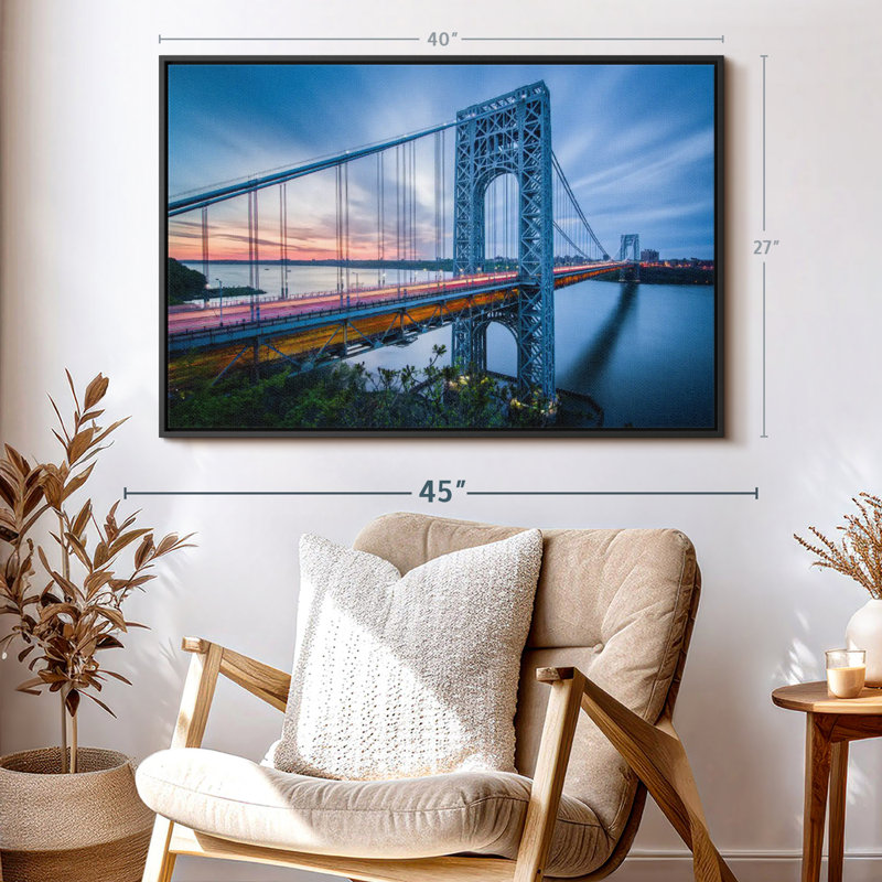 «George Washington Bridge At Dawn», reproduction sur toile, H 27 po x l 40 po