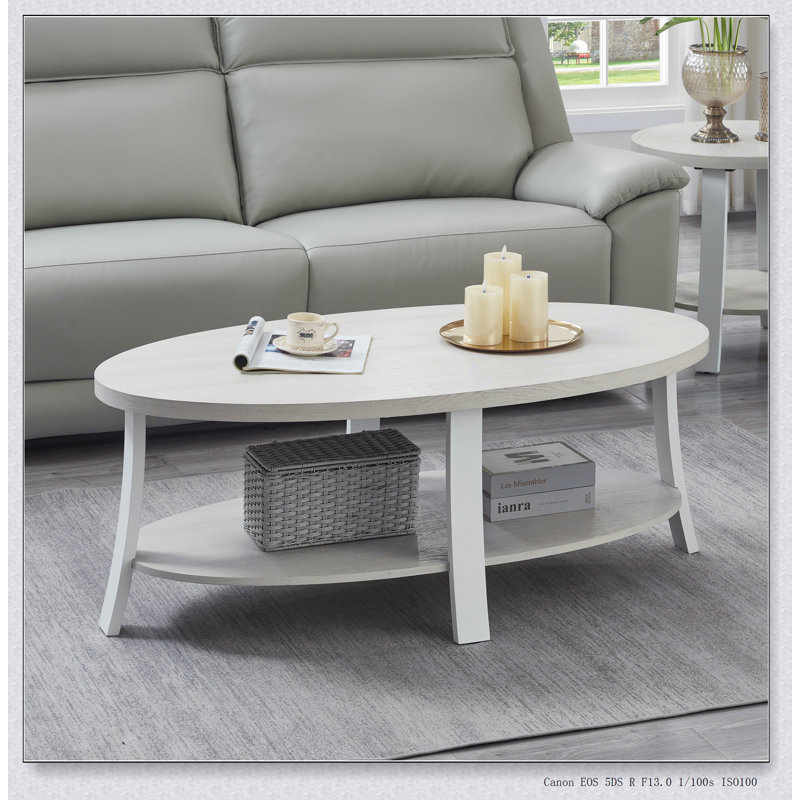 Table basse avec tablette en bois Anze, Blanc