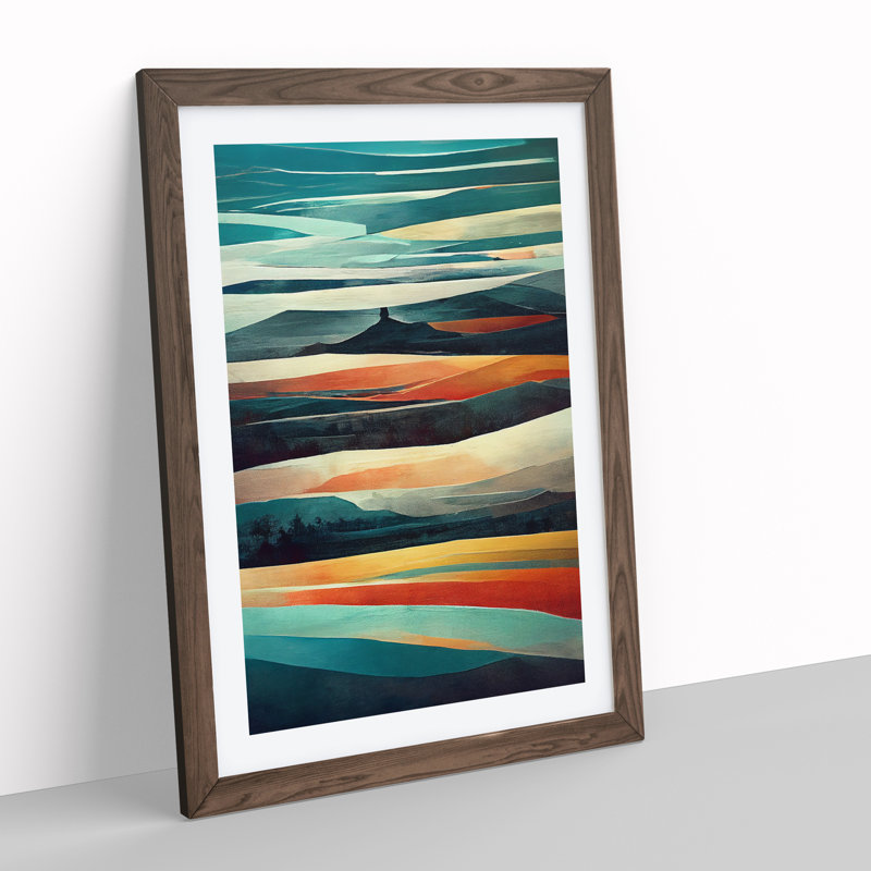 Meadow Landscape Abstract No.1 - Framed Print, 46cm H x 34cm W x 2cm D, Walnut