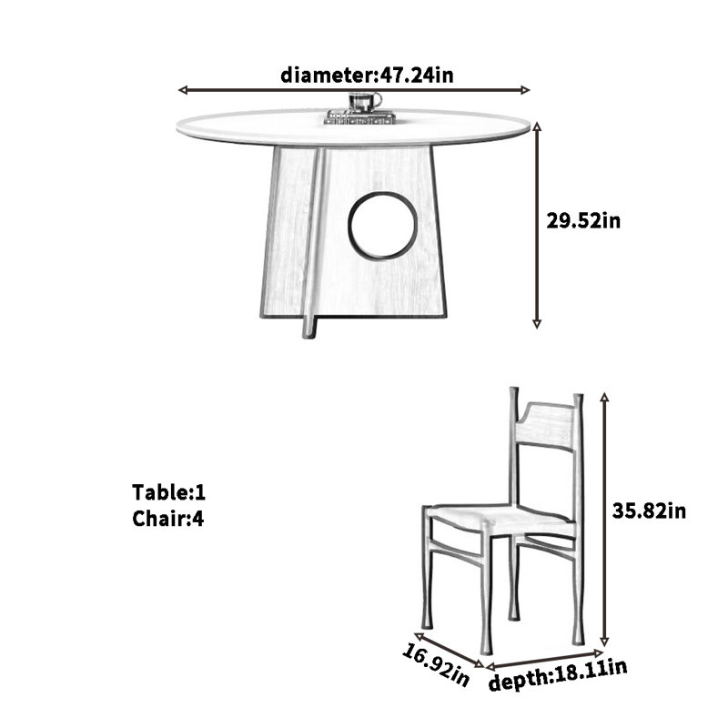 Combinaison table et chaises Nordic