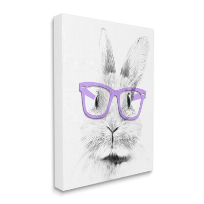 «Bunny Rabbit», lunettes mauves, Illustration monochrome par Annalisa Latella - impression