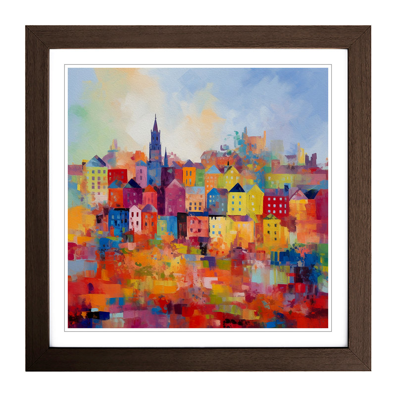City Of Cardiff Color Field No.3 - Single Picture Frame Print on Wood, Walnut
