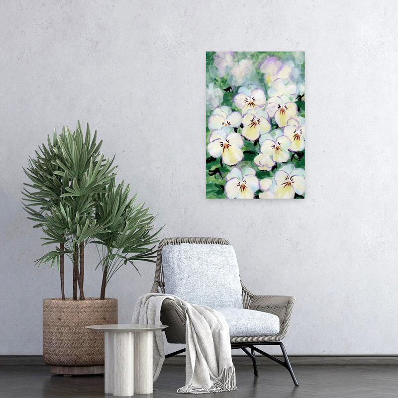 «Delicate Pansy Blooms», art mural nature délicate, 24" H x 16" W