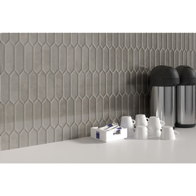 Picket Silver 9 in. x 11 in. Glossy Glass Wall Tile (7.84 sq. ft./Case)