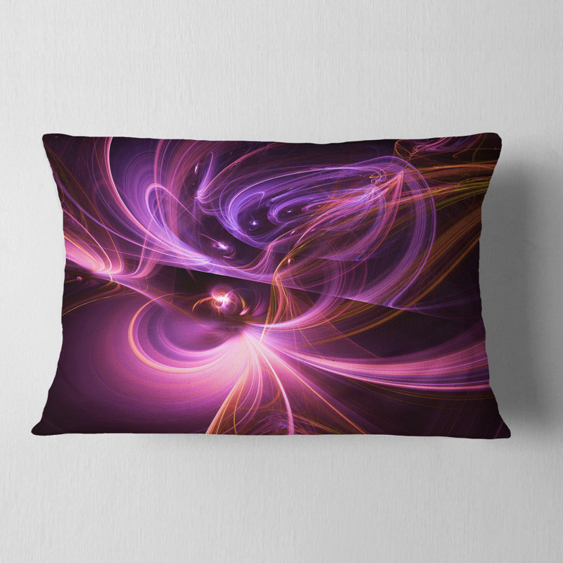 Art fractal mauve clair et foncé - coussin imprimé abstrait