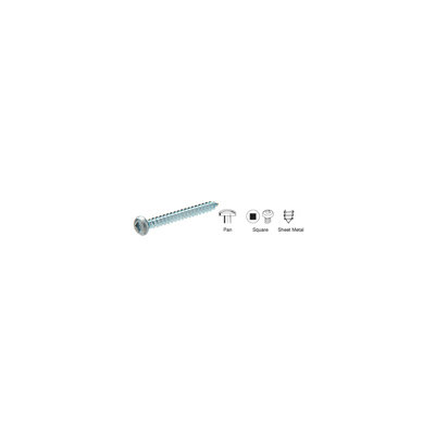 6 x 1/2" Square Drive (Robertson) Pan Head Sheet Metal Screws Bright Zinc Plated - pack of 100
