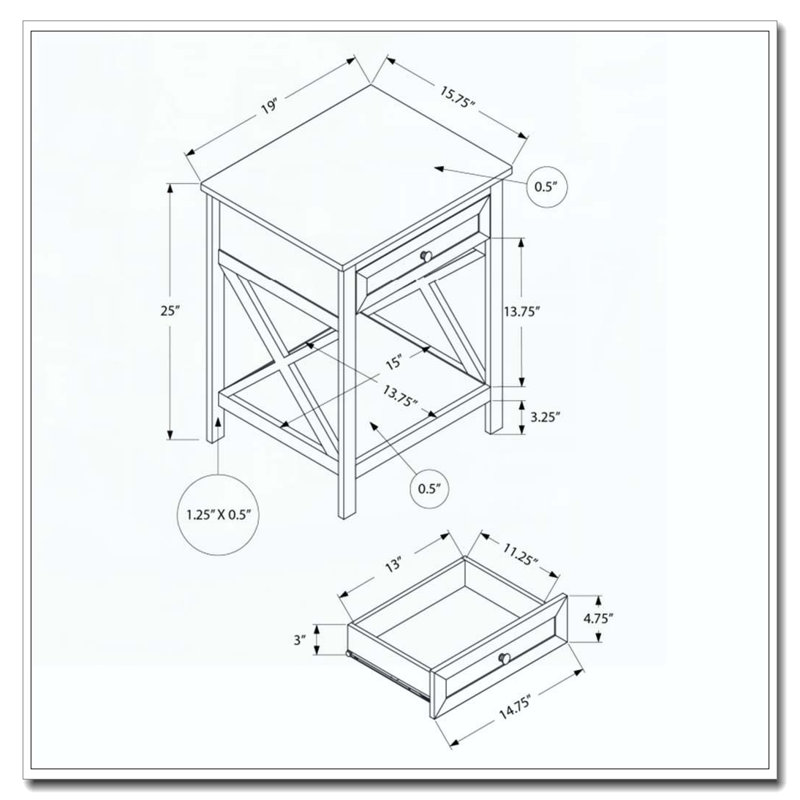 Table de bout avec rangement