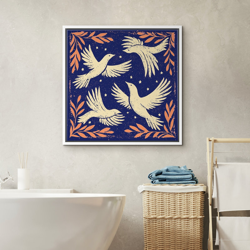 «Blue Peace Dove Pigeon Bird», impression sur toile encadrée, H 16 po x l 16 po, Blanc