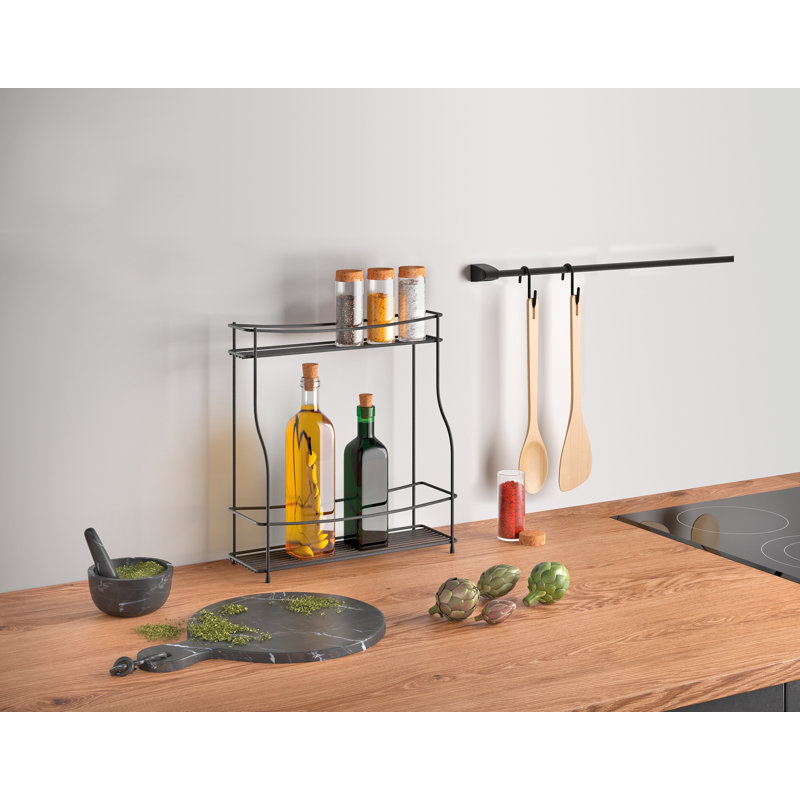 Balsamico Lava Spice Rack 2 Shelves Black