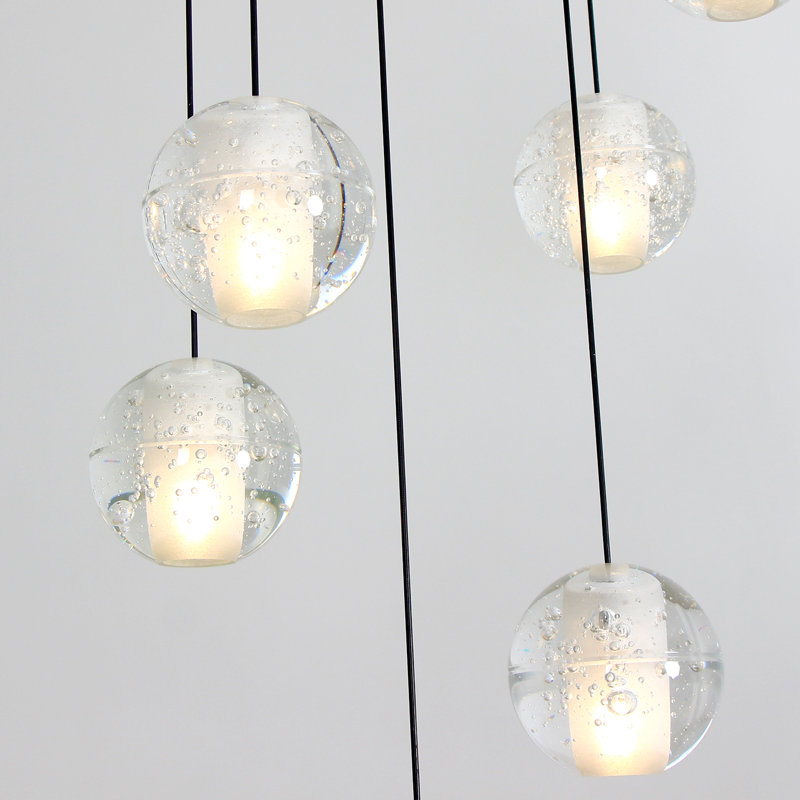 Adorata 14 - Light Modern Chandelier Crystal High Ceiling Hanging Pendant with Remote Control, Black